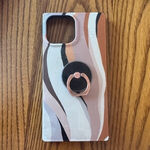 FLAUNT Elegant Neutral Brown + Black Phone Case w/ Ring Holder iphone 13 Pro Max